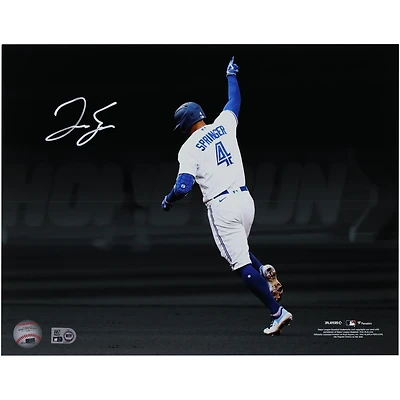 Photographie autographiée de 11"x 14" de George Springer, représentant un coup de circuit des Blue Jays de Toronto