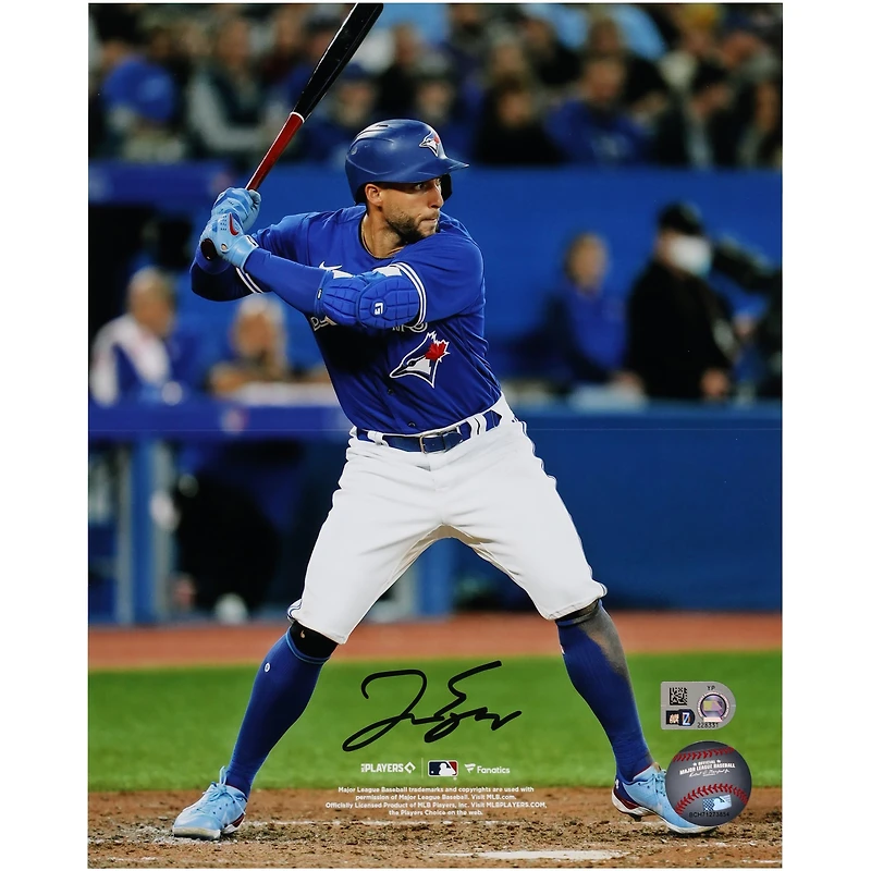 Photographie autographiée de George Springer au bâton par les Blue Jays de Toronto, 8" x 10"