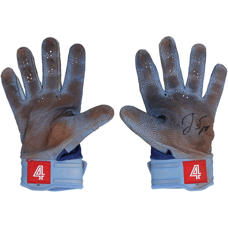 Gants de frappe Nike bleus autographiés par George Springer des Blue Jays de Toronto lors de la saison 2023 de la MLB