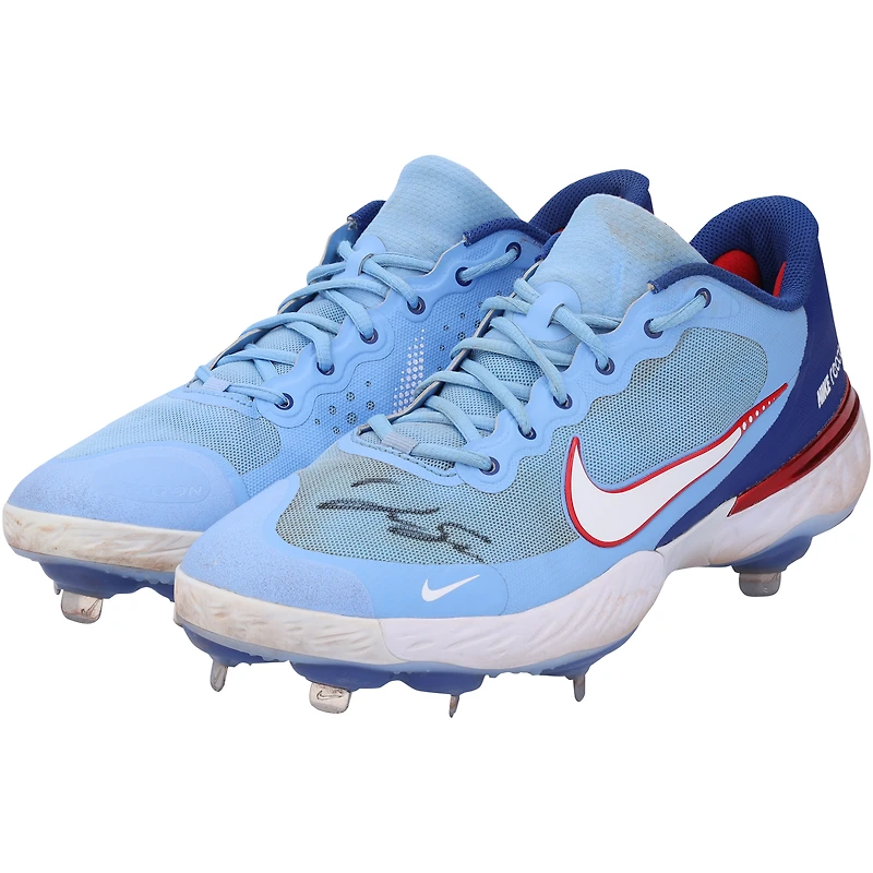 Chaussures à crampons Nike bleu clair dédicacées par George Springer des Blue Jays de Toronto lors de la saison 2023 de la MLB - RG13309555-56