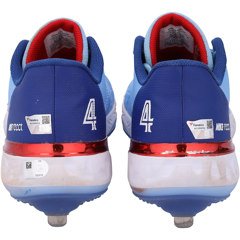 Chaussures à crampons Nike bleu clair dédicacées par George Springer des Blue Jays de Toronto lors de la saison 2023 de la MLB - RG13309555-56