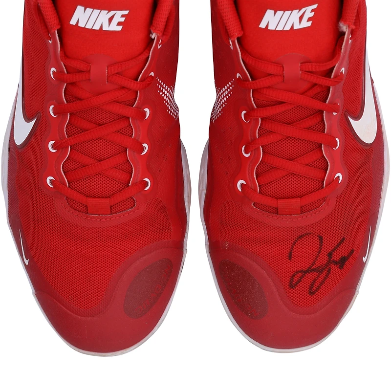 Chaussures à crampons Nike rouges autographiées par George Springer des Blue Jays de Toronto lors de la saison 2023 de la MLB