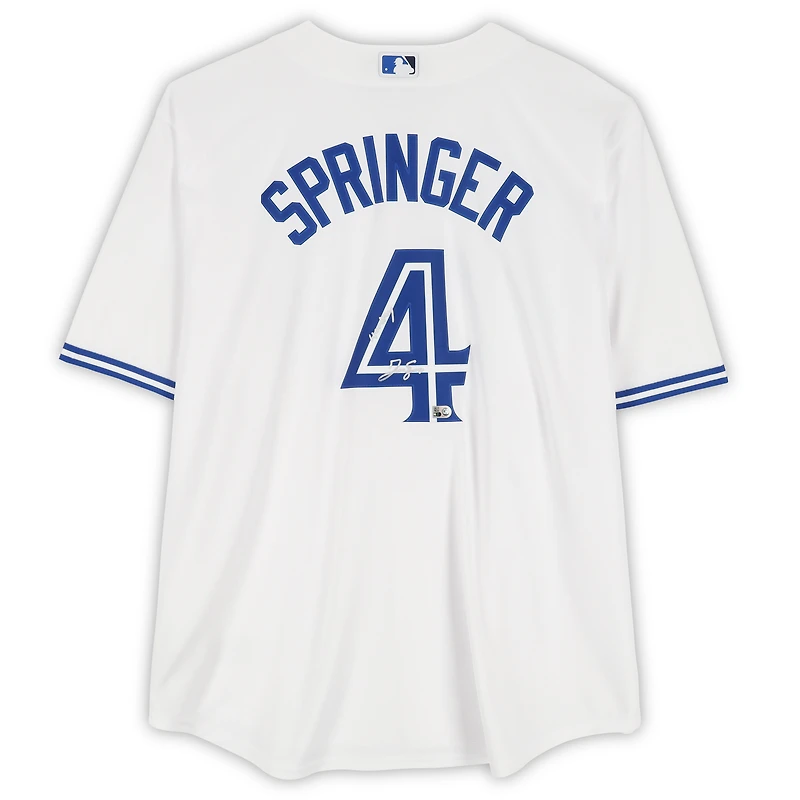 George Springer Toronto Blue Jays Autographed White Nike Replica Jersey with "Horhay" Inscription 