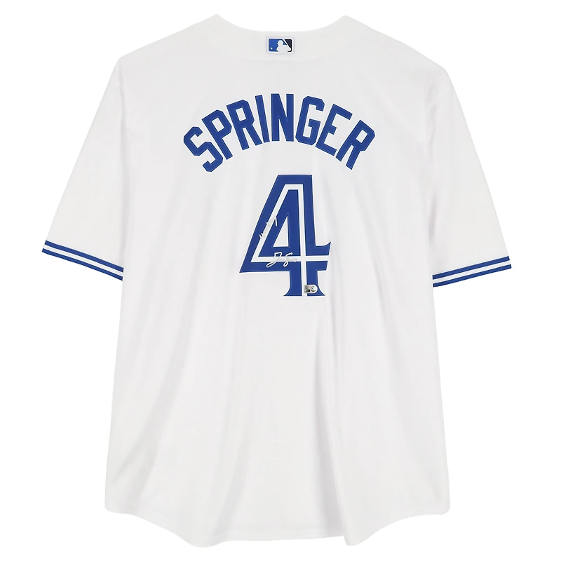 George Springer Toronto Blue Jays Autographed White Nike Replica Jersey with "Horhay" Inscription