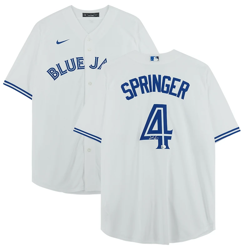 Maillot réplique blanc Nike autographié de George Springer, des Blue Jays de Toronto