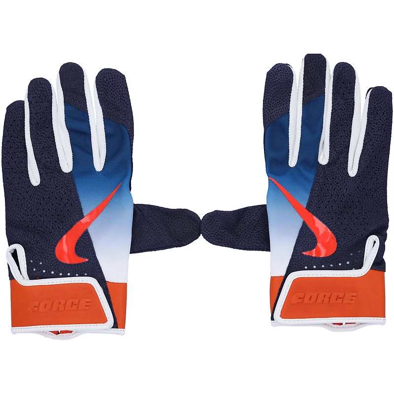 Gants de frappe Nike bleu marine et orange de George Springer Toronto Blue Jays pour la saison 2023 de la MLB