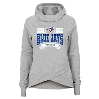 Girls Youth Heather Gray Toronto Blue Jays Spectacular Funnel Neck Tri-Blend Pullover - Hoodie