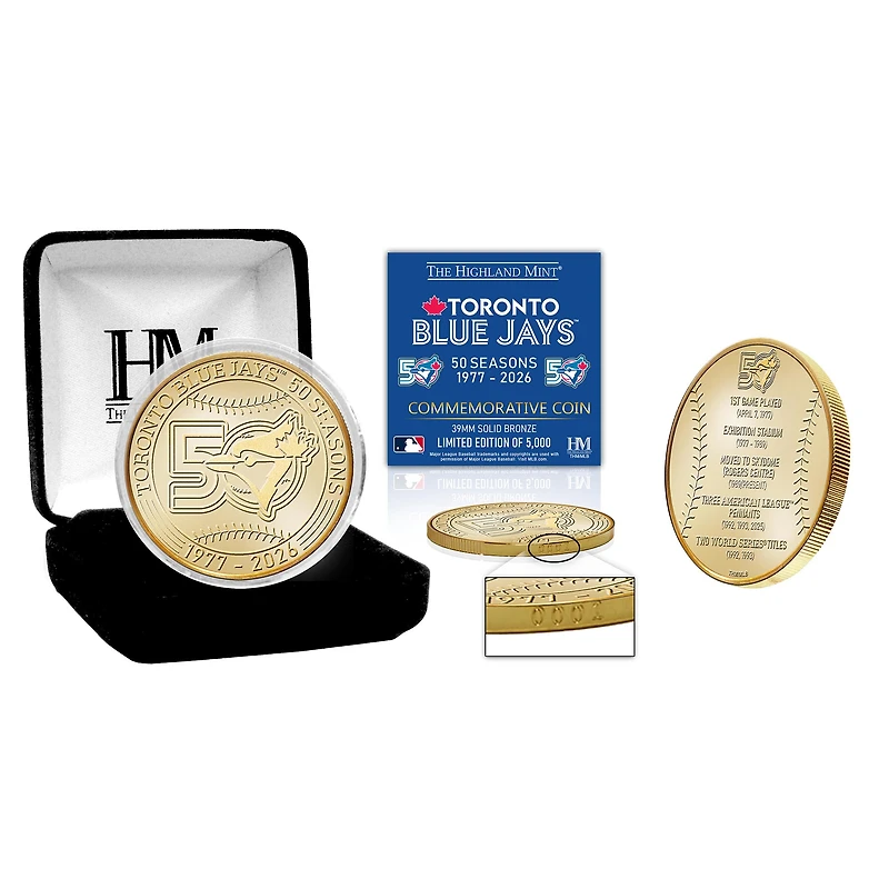 Highland Mint Toronto Blue Jays 50th Season Bullion Bronze Coin