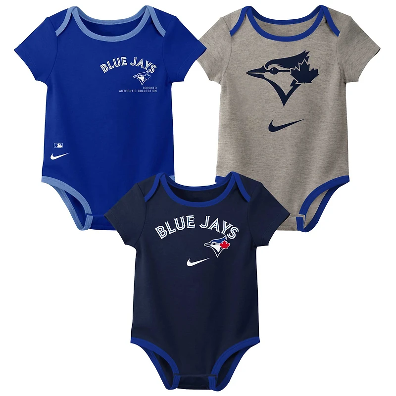 Ensemble de trois bodys Nike pour bébé, collection authentique des Blue Jays Toronto