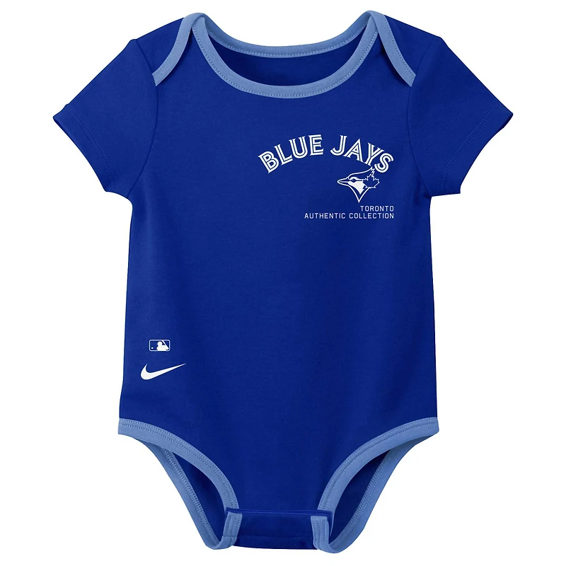Ensemble de trois bodys Nike pour bébé, collection authentique des Blue Jays Toronto