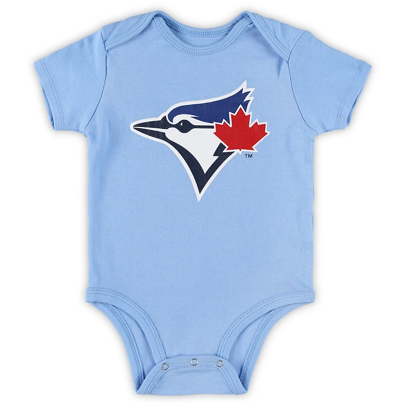 Infant Powder Blue /White/Heather Gray Toronto Jays Biggest Little Fan 3-Pack Bodysuit Set