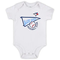 Infant Powder Blue /White/Heather Gray Toronto Jays Biggest Little Fan 3-Pack Bodysuit Set