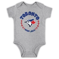 Infant Powder Blue /White/Heather Gray Toronto Jays Biggest Little Fan 3-Pack Bodysuit Set