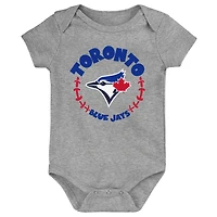 Infant Royal/Gray/White Toronto Blue Jays Biggest Little Fan - 3-Pack Bodysuit Set