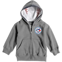 Infant Soft as a Grape Heathered Gray Toronto Blue Jays Baseball Print Full-Zip Hoodie