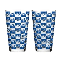 Ensemble de deux verres à bière Logo Brands Toronto Blue Jays, motif quadrillé, 473 ml (16 oz).