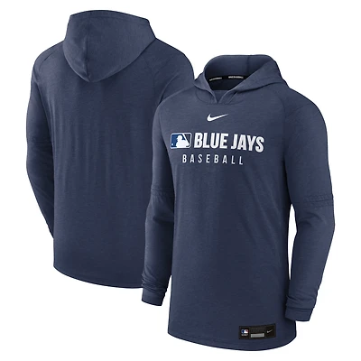 Men's Nike  Heather Navy Toronto Blue Jays Authentic Collection Tri-Blend Performance Pullover Hoodie
