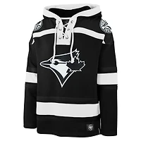 Men's '47 Black Toronto Blue Jays Ice Lace-Up Pullover Hoodie