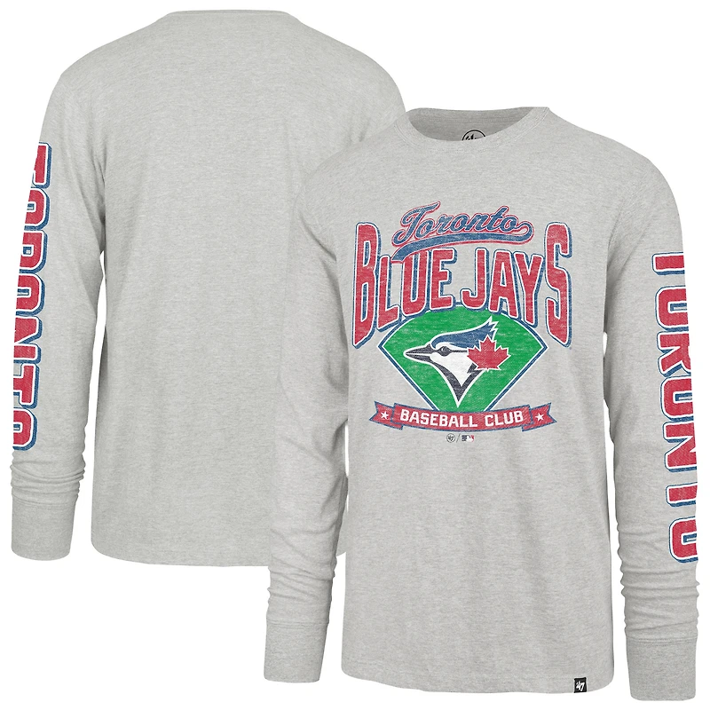 Men's '47 Gray Toronto Blue Jays Fair Ball Franklin Long Sleeve T-Shirt