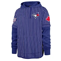 Men's '47  Royal Toronto Blue Jays Pinstripe Double Header Shortstop Hoodie