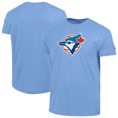 Men's Champion Powder Blue Toronto Jays Cooperstown Logo Tri-Blend T-Shirt