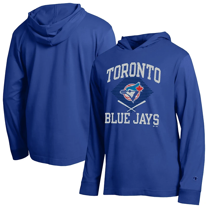 Men's Champion  Royal Toronto Blue Jays Cooperstown Hooded Long-Sleeve T-Shirt