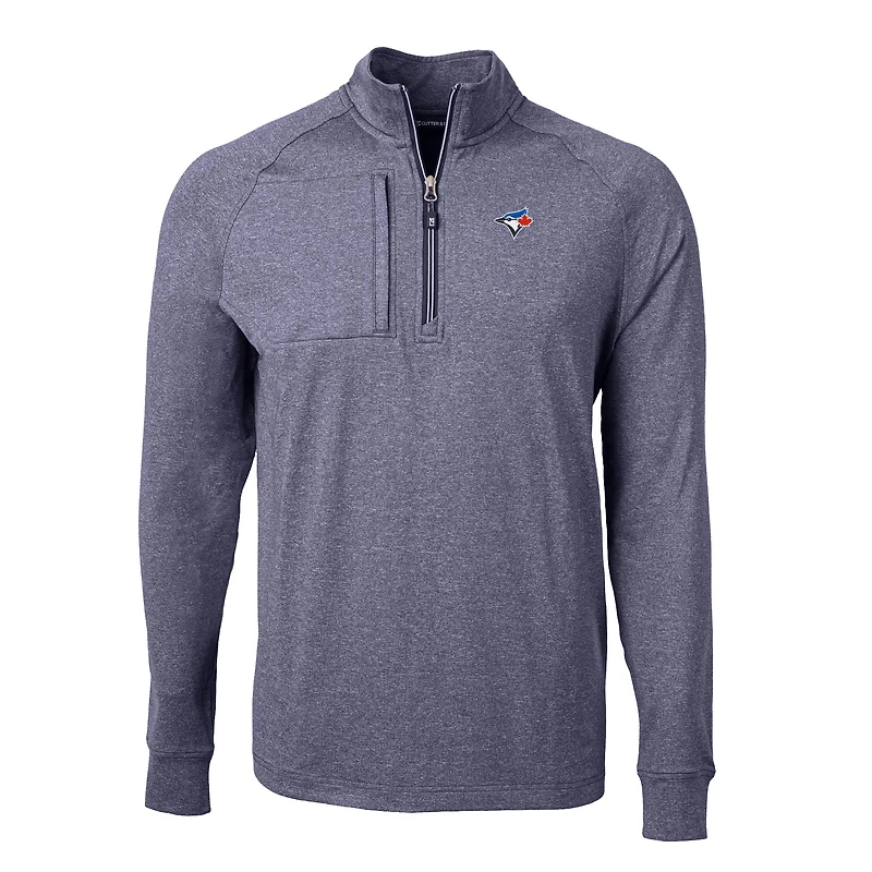 Pull-over zippé quart de tour en tricot extensible recyclé Adapt Eco Knit pour homme, bleu marine chiné, des Blue Jays Toronto