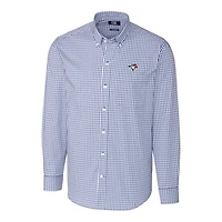 Men's Cutter & Buck Royal Toronto Blue Jays Big Tall Stretch Gingham Long Sleeve Button-Down Shirt