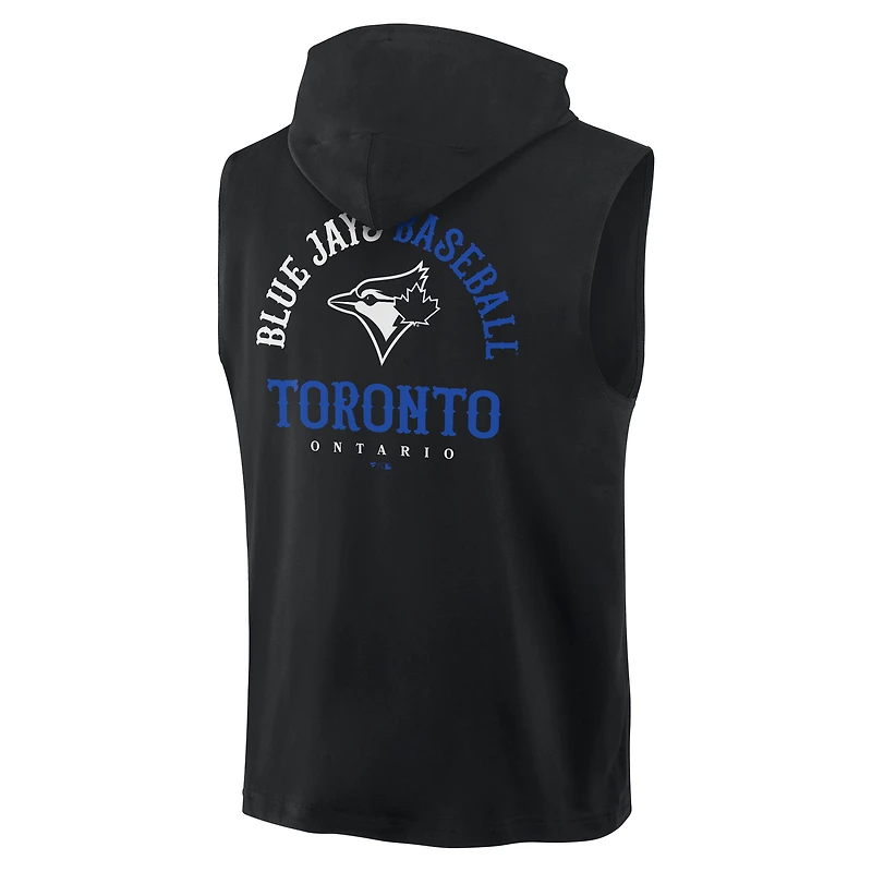 Men's Fanatics Black Toronto Blue Jays Fire Speed Sleeveless Pullover Hoodie
