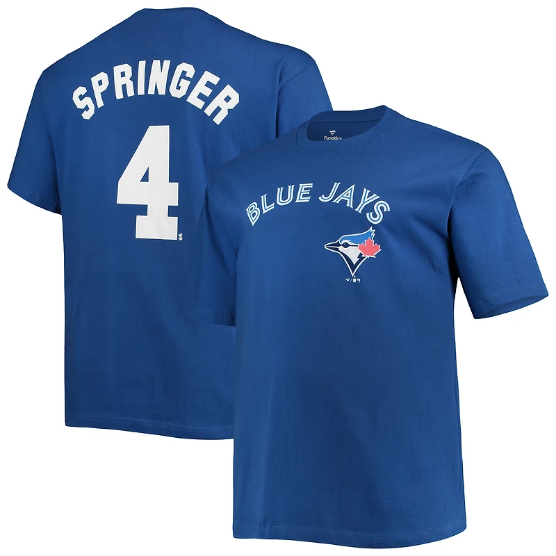 T-shirt avec nom et numéro George Springer Royal Toronto Blue Jays pour hommes