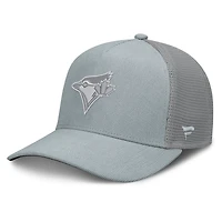 Casquette trucker ajustable Fanatics grise Toronto Blue Jays en velours côtelé.