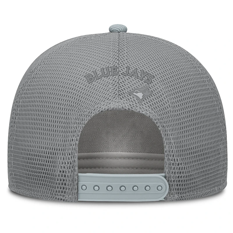 Casquette trucker ajustable Fanatics grise Toronto Blue Jays en velours côtelé.