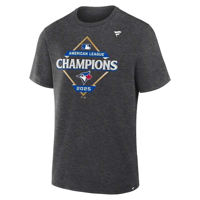 Men's Fanatics Heather Charcoal Toronto Blue Jays 2025 American League Champions Locker Room T-Shirt
