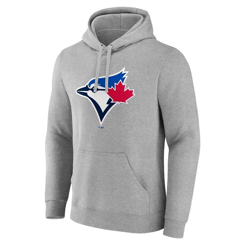 Chandail à capuchon avec logo officiel des Blue Jays de Toronto Fanatics gris chiné pour hommes