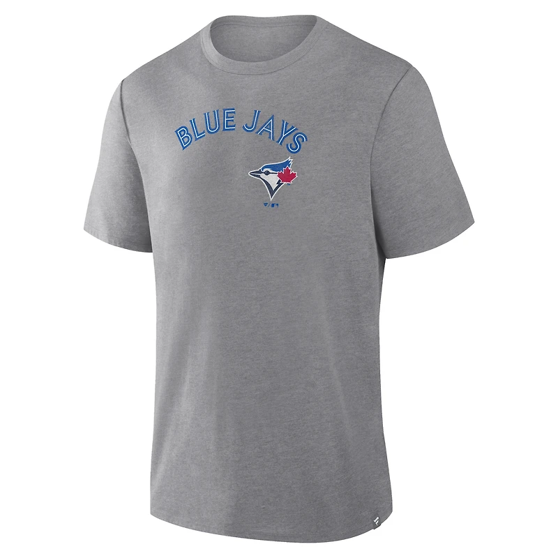 T-shirt Fanatics pour homme, gris chiné, hommage aux Blue Jays de Toronto, en mélange trois matières