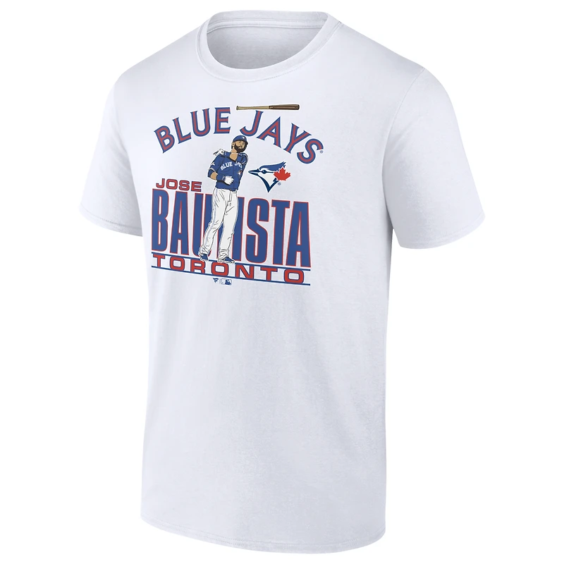 T-shirt Fanatics pour homme, blanc, avec le nom et numéro du joueur retraité Jose Bautista des Blue Jays de Toronto