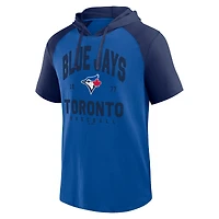 Men's Fanatics Royal/Navy Toronto Blue Jays Prime Short Sleeve Pullover Hoodie