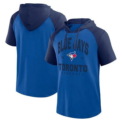 Men's Fanatics Royal/Navy Toronto Blue Jays Prime Short Sleeve Pullover Hoodie