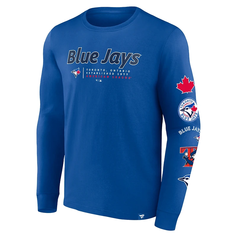 T-shirt à manches longues Fanatics Royal Toronto Blue Jays Strike the Goal pour hommes
