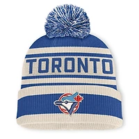 Bonnet tricoté à revers avec pompon, modèle « Tape Measure » de la marque Fanatics Royal Toronto Blue Jays pour homme