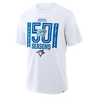 T-shirt blanc Fanatics pour homme, édition spéciale 50e saison des Blue Jays de Toronto