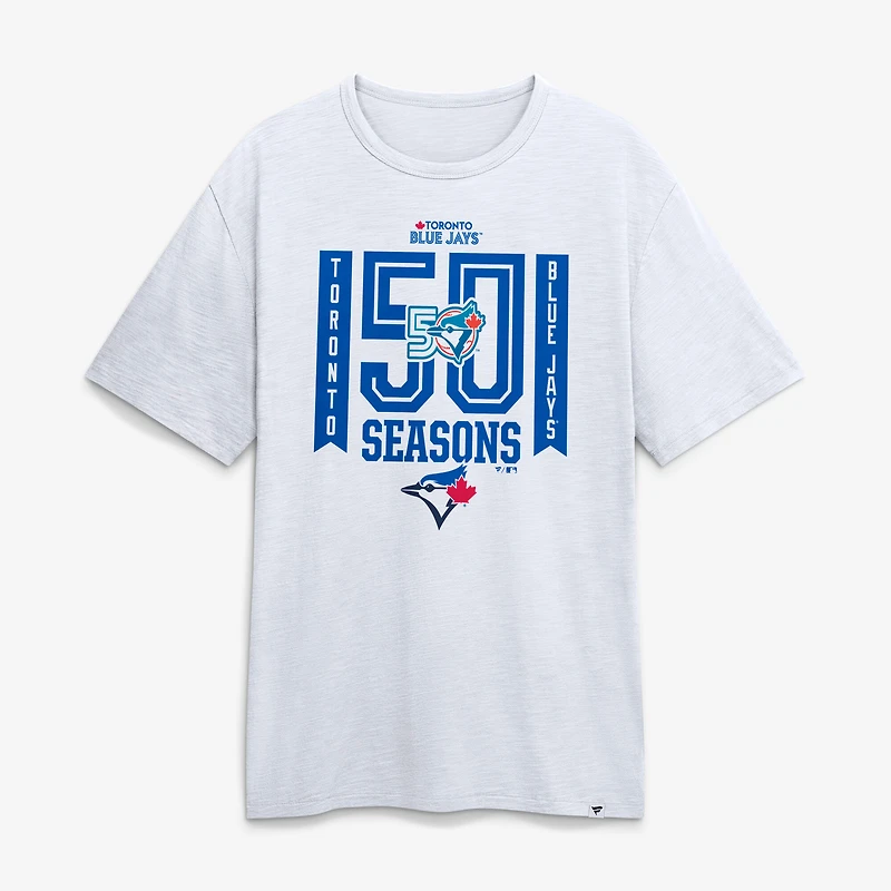 T-shirt blanc Fanatics pour homme, édition spéciale 50e saison des Blue Jays de Toronto