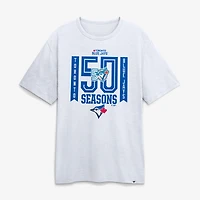 T-shirt blanc Fanatics pour homme, édition spéciale 50e saison des Blue Jays de Toronto