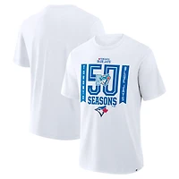 T-shirt blanc Fanatics pour homme, édition spéciale 50e saison des Blue Jays de Toronto