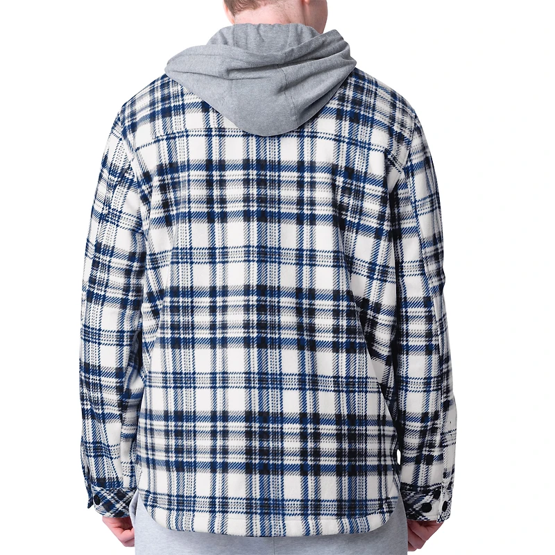 Men's G-III Sports by Carl Banks White Toronto Blue Jays Pickoff Plaid Fleece Full-Zip Hoodie Jacket