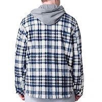 Men's G-III Sports by Carl Banks White Toronto Blue Jays Pickoff Plaid Fleece Full-Zip Hoodie Jacket