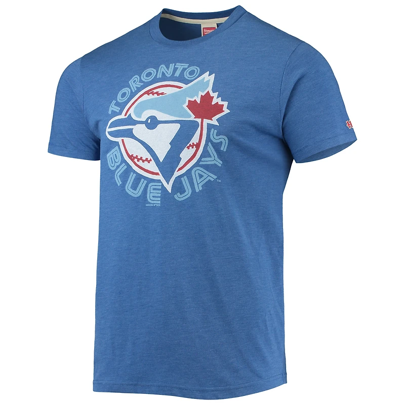 T-shirt à trois mélanges avec logo dessiné la main Homage Royal Toronto Blue Jays pour homme