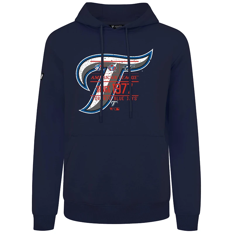 Sweat à capuche bleu marine pour homme Levelwear des Blue Jays de Toronto, collection Cooperstown, effet vieilli Podium Acumen