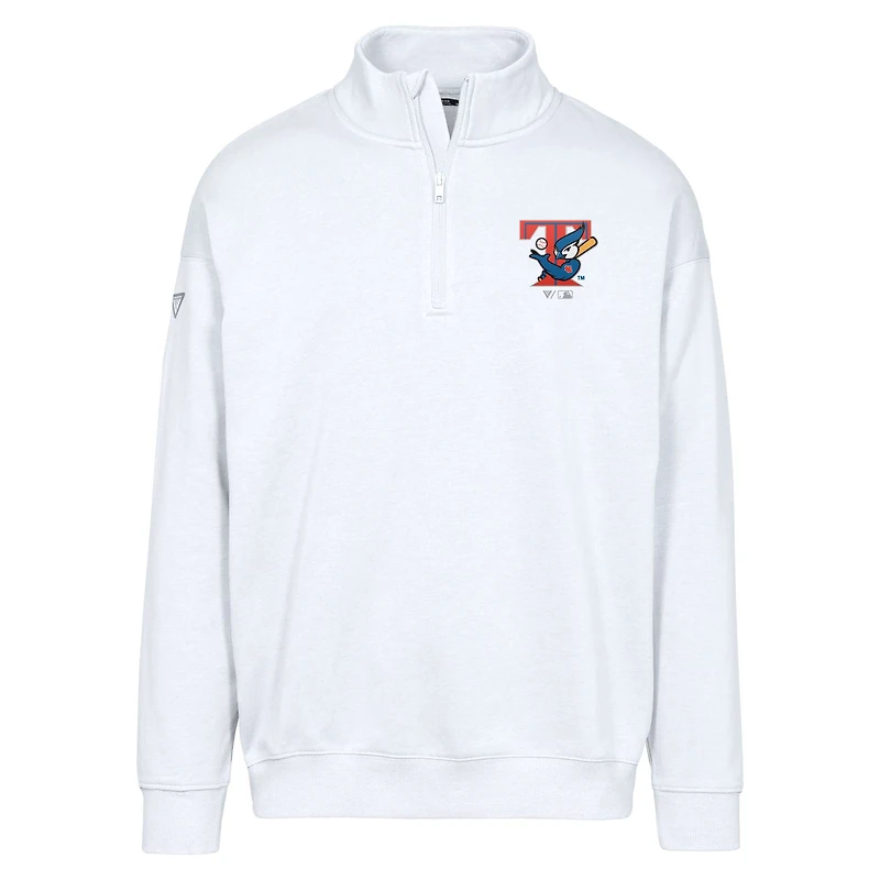 Sweat-shirt à glissière quart de tour Murray blanc la collection Cooperstown des Blue Jays Toronto pour homme Levelwear