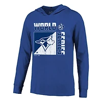 Men's Majestic Threads Vladimir Guerrero Jr. Royal Toronto Blue Jays 2025 World Series Name & Number Lightweight Long Sleeve Hooded T-Shirt